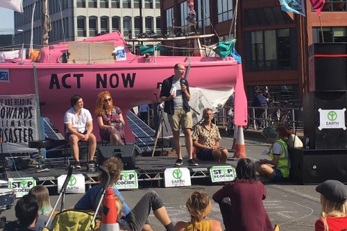 cabot institute experts speaking at extinction rebellion event on Bristol Bridge